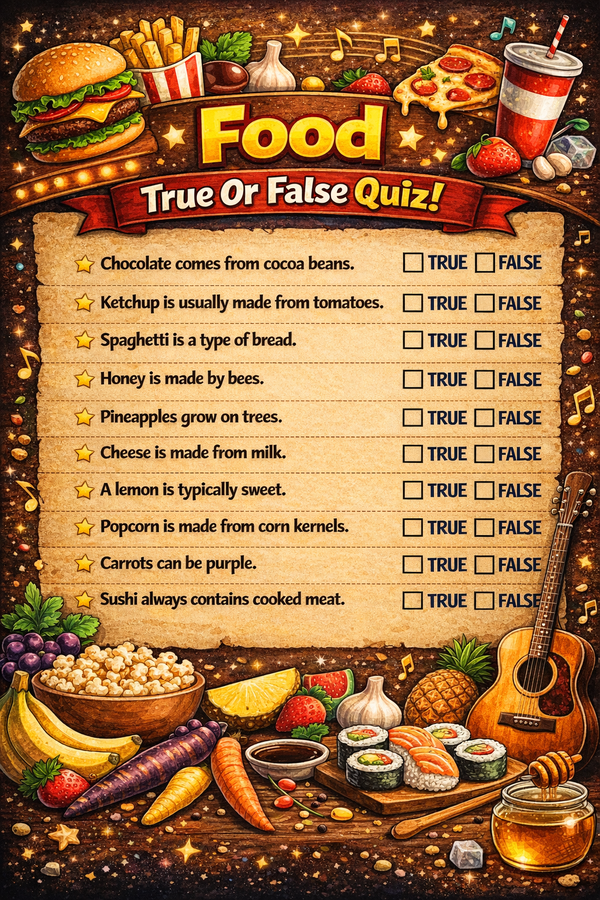 food true or false questions
